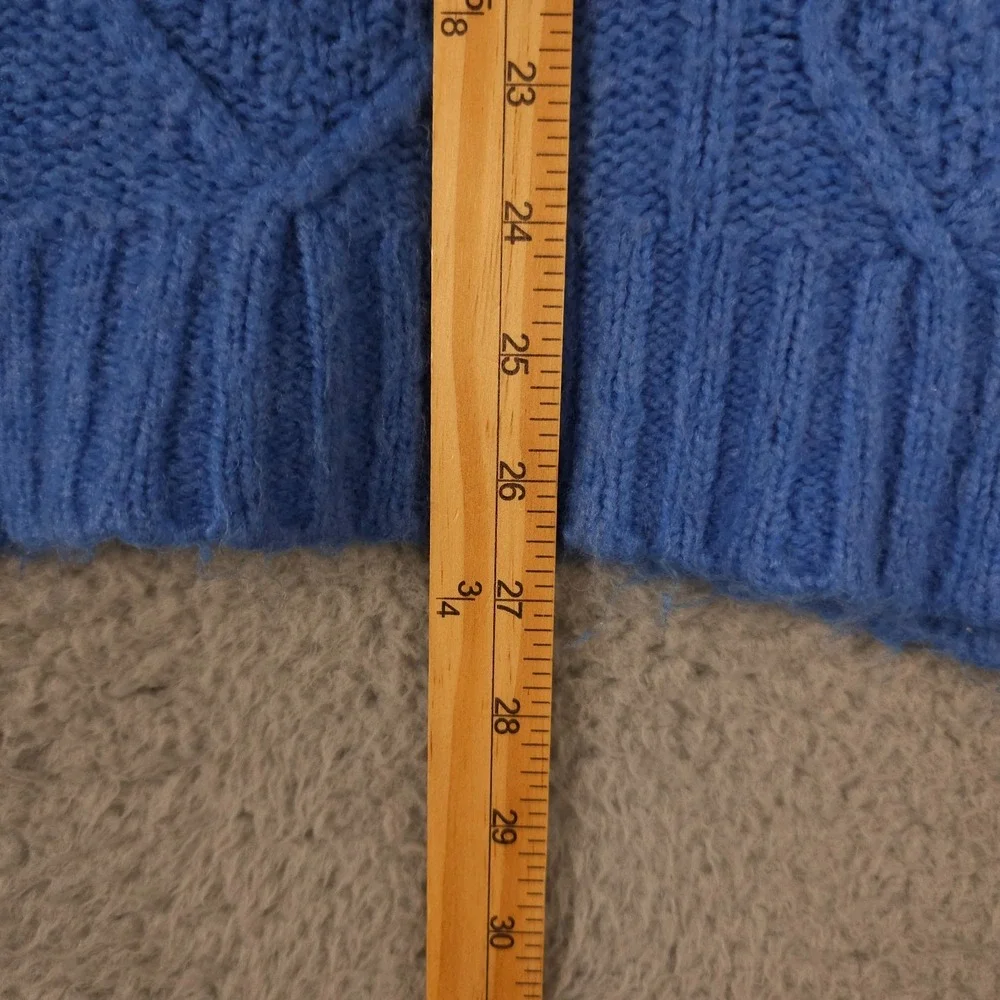 Aerie Sweater Womens L Blue Wool Blend Soft Knit Turtleneck Oversized Slouchy - Picture 7 of 11